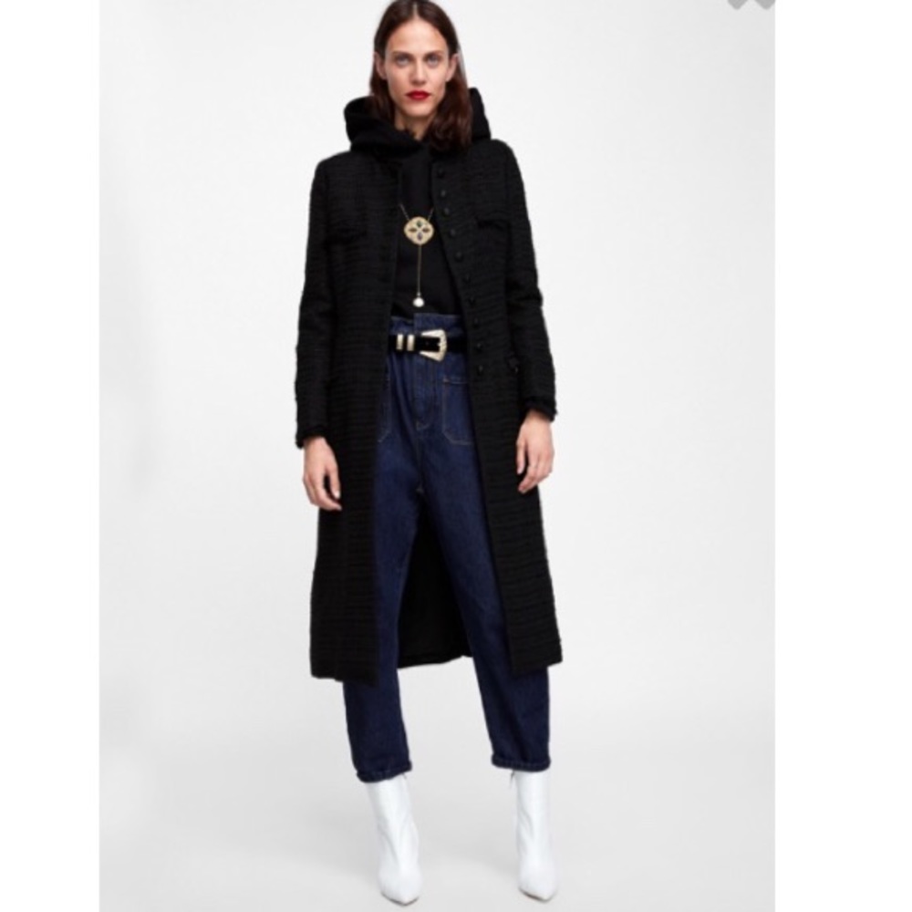 (Zara) Long Tweed Coat